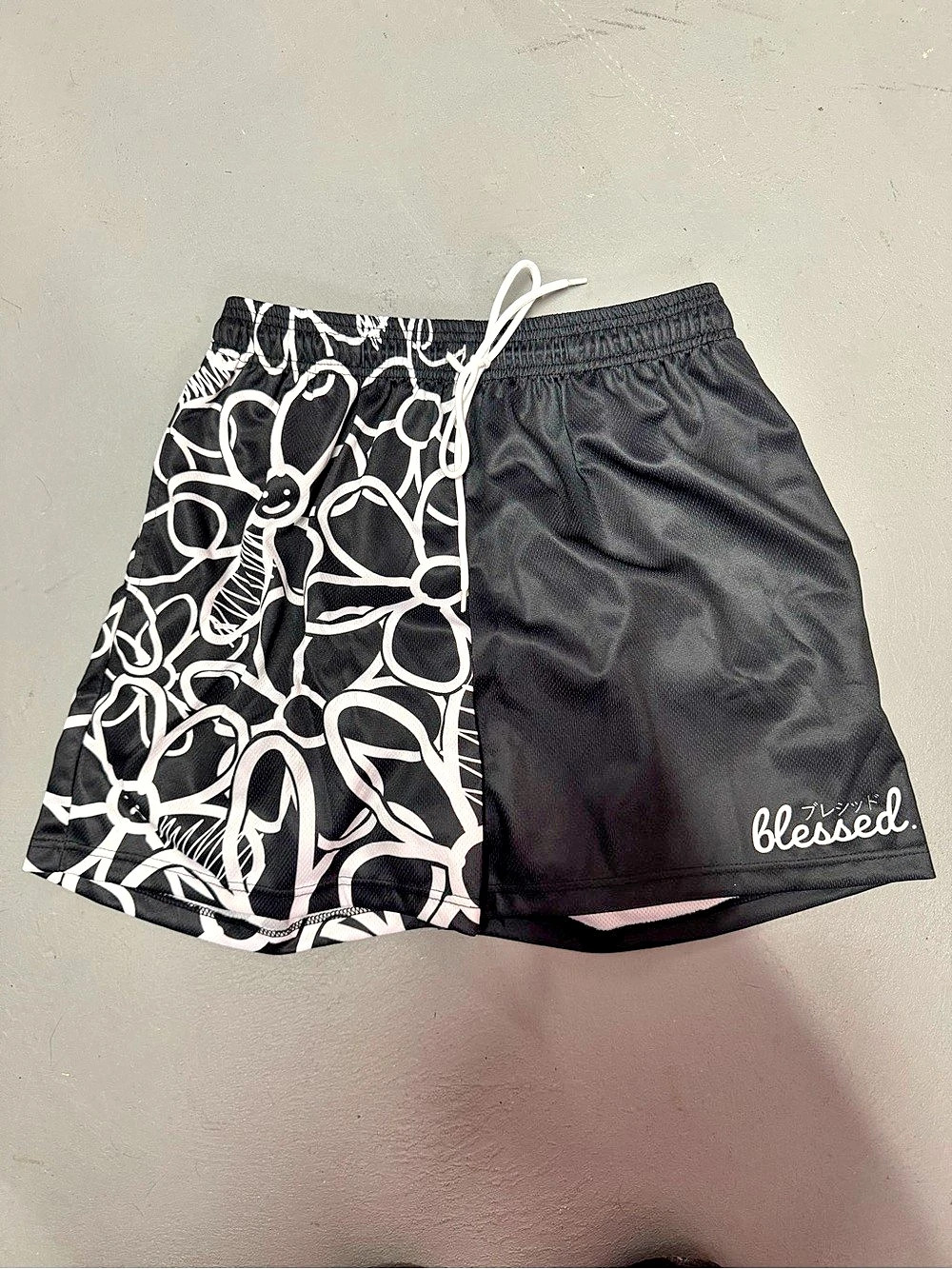 Blessed Abstract Athletic Shorts in Black & White Size Small
